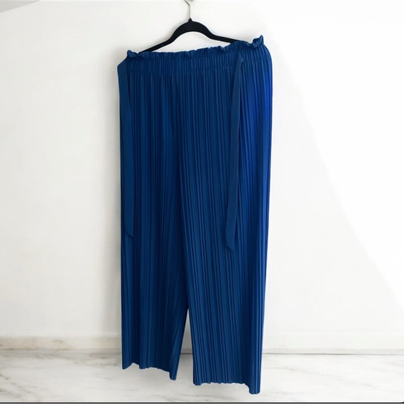 Love Poem By Block Blue Pleated Wide-Leg Pants Size: XL - Picture 1 of 3